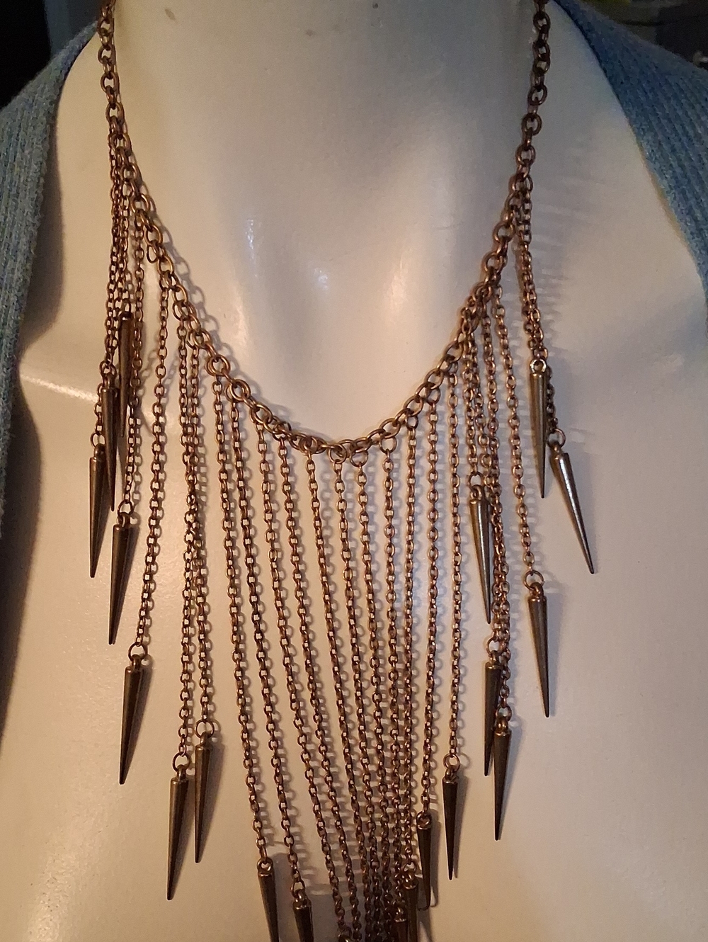 Gold Spike Fringe Statement Necklace - Women Jewelry